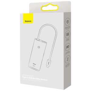 Baseus HUB Lite Series 6-in-1 Multifunctional (Type-C to 2x USB 3.0 / Type-C / HDMI 1.4 / SD/TF) White (WKQX050102)