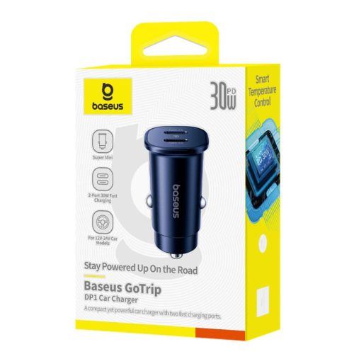 Baseus Car Charger GoTrip C+C, QC 3.0, 30W Black (C00072300123-01) - Image 2