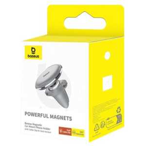 Baseus Car Mount Magnetic Car Phone Holder (Air Vent) 360 Degree with Cable clip, Silver (C40141201S13-00)