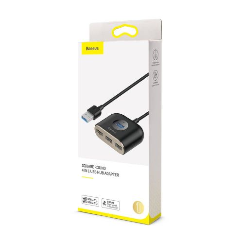 Baseus HUB Square round 4in1 USB Adapter USB3.0*1 + USB2.0*3 1m Black (CAHUB-AY01)