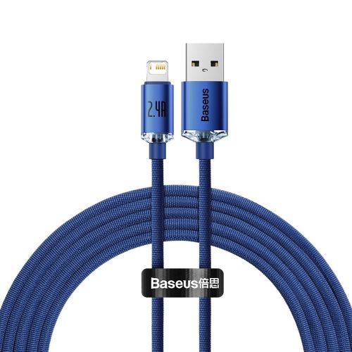 Baseus Lightning Crystal Shine Cable Series Fast Charging Data Cable 2.4A 2m Blue (CAJY000103) - Image 3