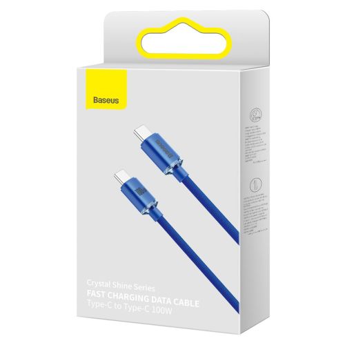 Baseus Type-C - Type-C Crystal Shine series fast charging data cable, 100W, 2m, Blue (CAJY000703)