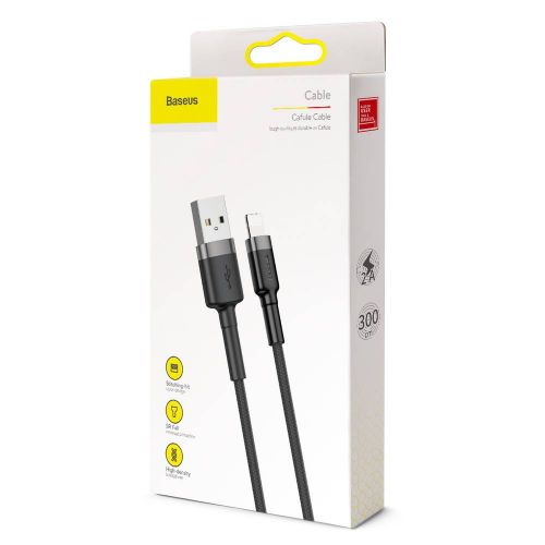 Baseus Lightning Cafule Cable, 2A, 3m Gray/Black (CALKLF-RG1) - Image 2