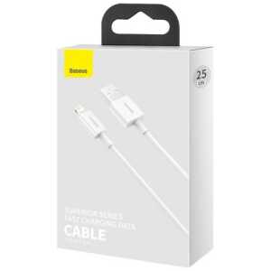 Baseus Lightning Superior Series cable, Fast Charging, Data 2.4A, 0.25m White (CALYS-02)