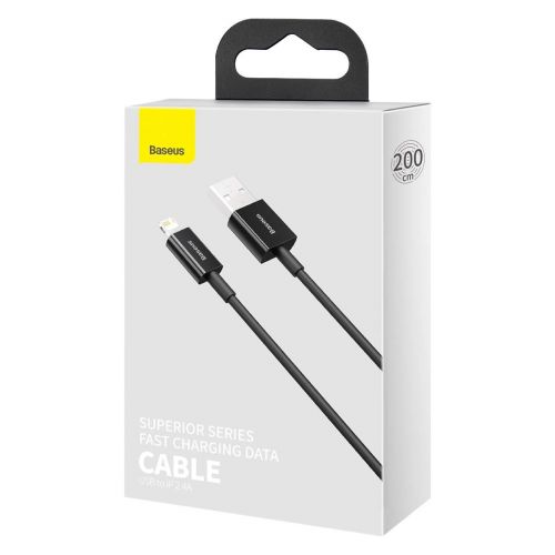 Baseus Lightning Superior Series cable, Fast Charging, Data 2.4A, 2m Black (CALYS-C01) - Image 2