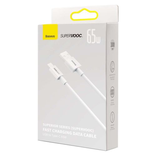 Baseus Type-C Superior Series SUPERVOOC 65W, 1m White (CAYS000902)