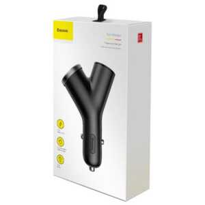 Baseus Car Charger Y-type dual USB + cigarette lighter extended, 3.4A, Black (CCALL-YX01)