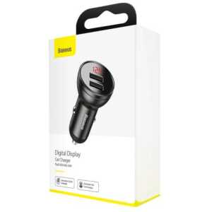 Baseus Car Charger Digital Display Dual USB 4.8A 24W Gray (CCBX-0G)
