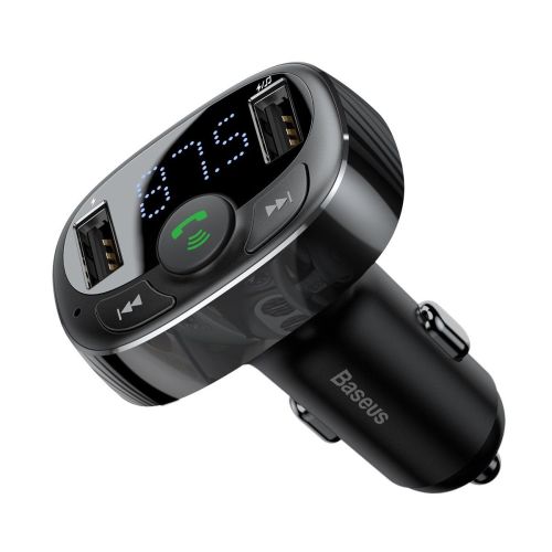 Baseus Car Charger Bluetooth FM Transmitter S-09A, BT. 4.2, 10m Range, 2x USB-A 3.4A, Micro SD card Reader, Black (CCMT000001) - Image 3