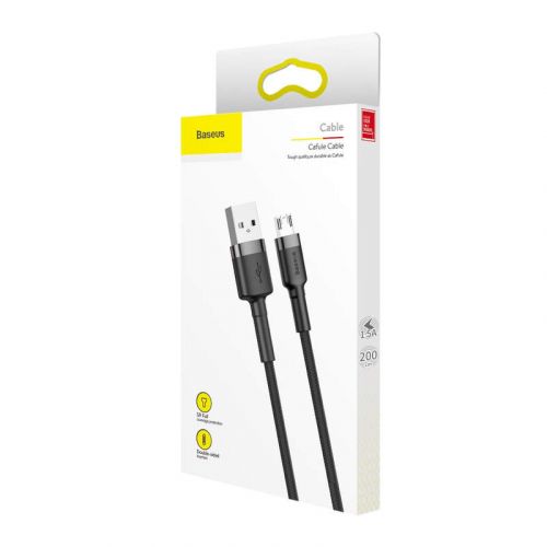 Baseus Micro USB Cafule Cable 1.5A 2m Gray + Black (CAMKLF-CG1) - Image 2