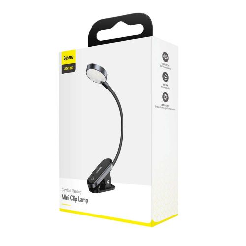 Baseus Home Comfort Reading Mini Clip Lamp + charing cable, 400 mAh, 4000K, 3W Dark Gray (DGRAD-0G) - Image 2