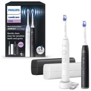 Philips Electric Toothbrush Sonicare 6500 Series Duo Pack with Case HX7419/01 Black/White EU