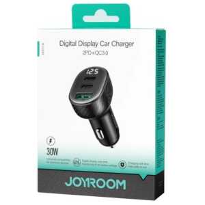 Joyroom Car Charger with Digital Display, C+C+U, 30W, Black (JR-CCD04)