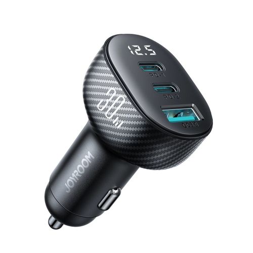 Joyroom Car Charger with Digital Display, C+C+U, 30W, Black (JR-CCD04) - Image 3