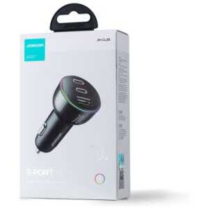 Joyroom Car Charger 3-in-1, (C+C+U) Bluetooth Fm Transmitter, PD 70W, Black (JR-CL26)