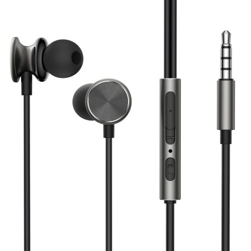 Joyroom Earphone Wired, In-Ear Headphones with Remote and Microphone, 3.5mm Jack, Dark Gray (JR-EW03)