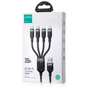 Joyroom 4-in-1 USB - Lightning/ Type-C/ Type-C/ Micro USB Cable Multi-Color Series A18, 3.5A, 1.2m, Black (S-1T4018A18c)