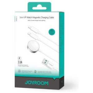 Joyroom Wireless Charger 3-in-1 Qi+Lightning+Lightning cable for iPhone and Apple Watch All Series with USB cable 1.2m, 3.5W, White (S-IW007)
