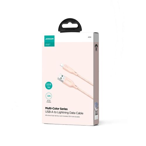 Joyroom USB - Lightning Cable Multi-Color Series A14, 480mb/s, 3A, 1.2m, Pink (SA34-AL3)