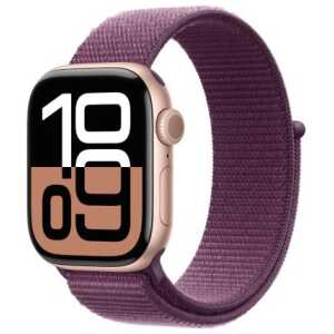 Apple Watch Series 10 GPS 46mm Rose Gold Alu case, Plum Sport Loop EU MWWV3