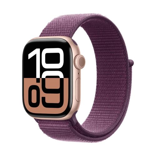 Apple Watch Series 10 GPS 46mm Rose Gold Alu case, Plum Sport Loop EU MWWV3