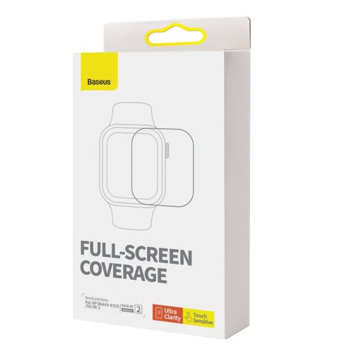 Baseus iWatch 0,2 mm, NanoCrystal Protective Film for Apple Watch 4/5/6/SE/SE 2, 44mm (2pcs) with mounting kit, Transparent (P6001510B201-01)