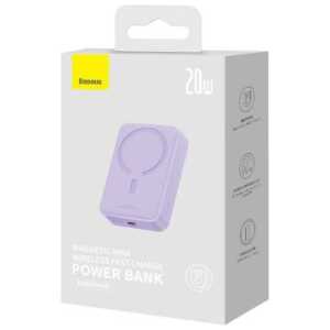 Baseus Power Bank Magnetic Mini (MagSafe Compatible), 20W, 20000 mAh, with Type-C Cable, 0.30m, Purple EU (PPCX150005)