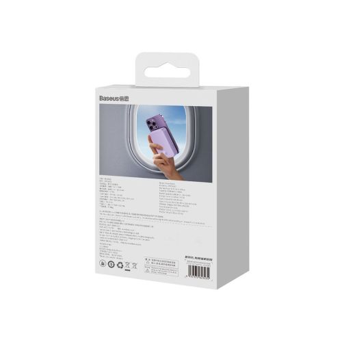 Baseus Power Bank Magnetic Mini (MagSafe Compatible), 20W, 20000 mAh, with Type-C Cable, 0.30m, Purple EU (PPCX150005) - Image 3