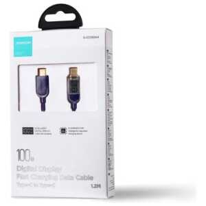 Joyroom Type-C - Type-C Data Cable 100W, 1.2m with Digital Display Blue (S-CC100A4)