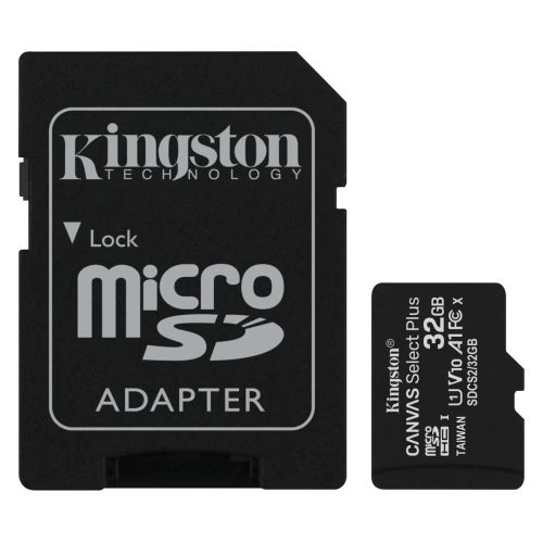 Kingston MicroSD Card Canvas Select Plus 32GB Class 10 UHS-I + Adapter Black EU (SDCS2/32GB)