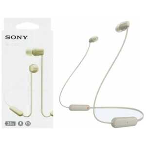 Sony WI-C100 Bluetooth Wireless In-Ear Headphones, BT 5.0, Remote Control, Beige EU