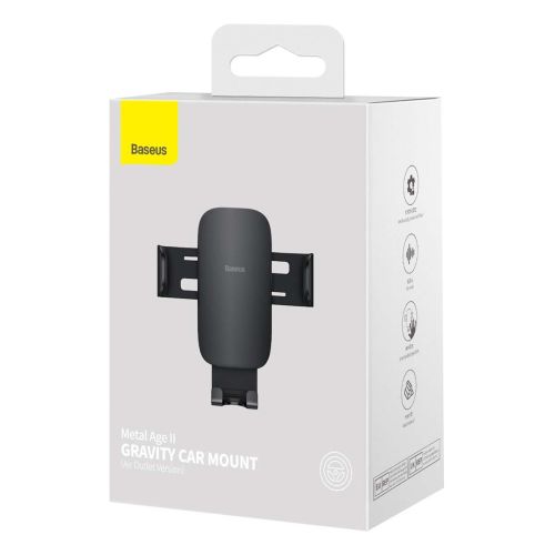 Baseus Car Mount Metal Age II Gravity on the vertical and horizontal ventilation grill Black (SUJS000001) - Image 2