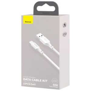 Baseus Type-C Simple Wisdom cable (2pcs/set), 5A, 1.5m, White (TZCATZJ-02)