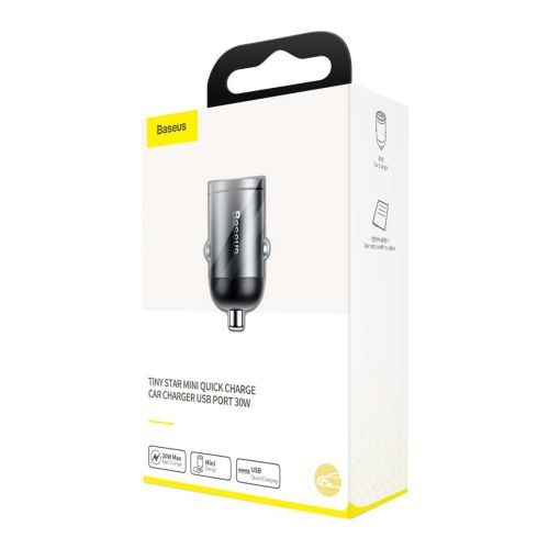 Baseus Car Charger Tiny Star Mini Quick Charge, U+Um 12/24V, 30W Gray (VCHX-A0G) - Image 2