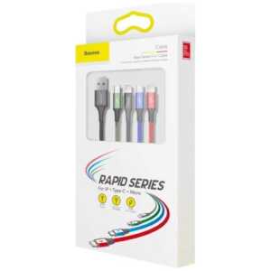 Baseus Cable Fast 4-in-1 For Lightning(2) + Type-C + Micro 3.5A 1.2m Black (CA1T4-A01)