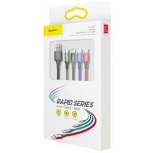 Baseus Cable Fast 4-in-1 For Lightning + Type-C(2) + Micro 3.5A 1.2m Black (CA1T4-B01)