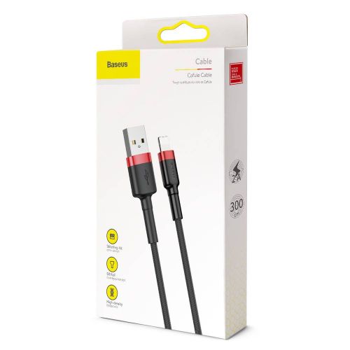 Baseus Lightning Cafule Cable 2A, 3m Red/Black (CALKLF-R91) - Image 2