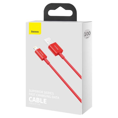 Baseus Lightning Superior Series cable, Fast Charging, Data 2.4A, 1m Red (CALYS-A09) - Image 2