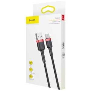 Baseus Type-C Cafule Cable 3A 1m Red + Black (CATKLF-B91)