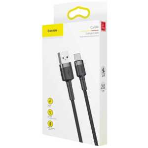 Baseus Type-C Cafule cable 2A, 3m, Gray/Black (CATKLF-UG1)