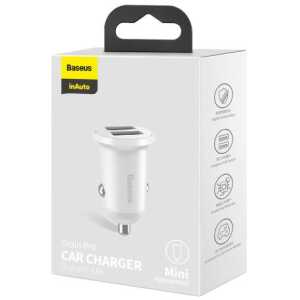 Baseus Car Charger Grain Pro Dual USB 4.8A White (CCALLP-02)