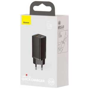 Baseus Travel Charger GaN2 Lite Quick Charger C+U QC 3.0 PD 3.0 65W EU Black (CCGAN2L-B01)