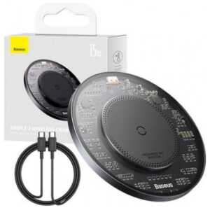 Baseus Wireless Charger BS-W530 PD 15W with Type-C cable PD 24W, 1m, Black (CCJJ050001)