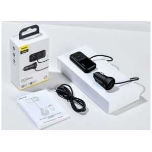 Baseus Car Charger Bluetooth Fm Transmitter T-typed S-16 with display 2xUSB MicroSD Black (CCMT000201)