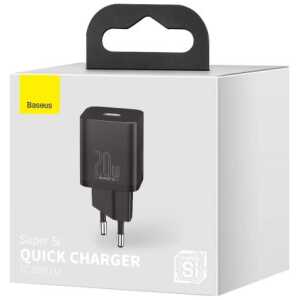 Baseus Travel Charger set Super Si 1C PD Fast charger 20W EU Black (CCSUP-B01)