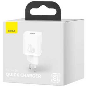 Baseus Travel Charger set Super Si 1C PD Fast charger 20W EU White (CCSUP-B02)