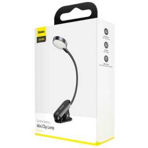Baseus Home Comfort Reading Mini Clip Lamp + charing cable, 400 mAh, 4000K, 3W Dark Gray (DGRAD-0G)