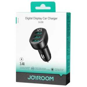 Joyroom Car Charger with Digital Display, U+U+U, 17W, Black (JR-CCD03)