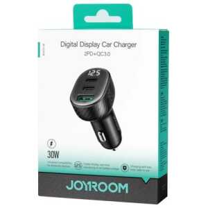 Joyroom Car Charger with Digital Display, C+C+U, 30W, Black (JR-CCD04)
