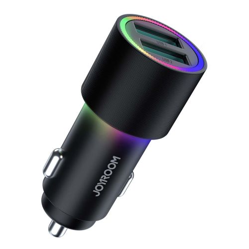 Joyroom Car Charger U+U, 24W, LED Light, Black (JR-CL10) - Image 3